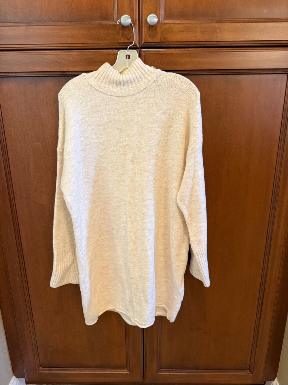 Relaxed Cream Turtleneck Sweater